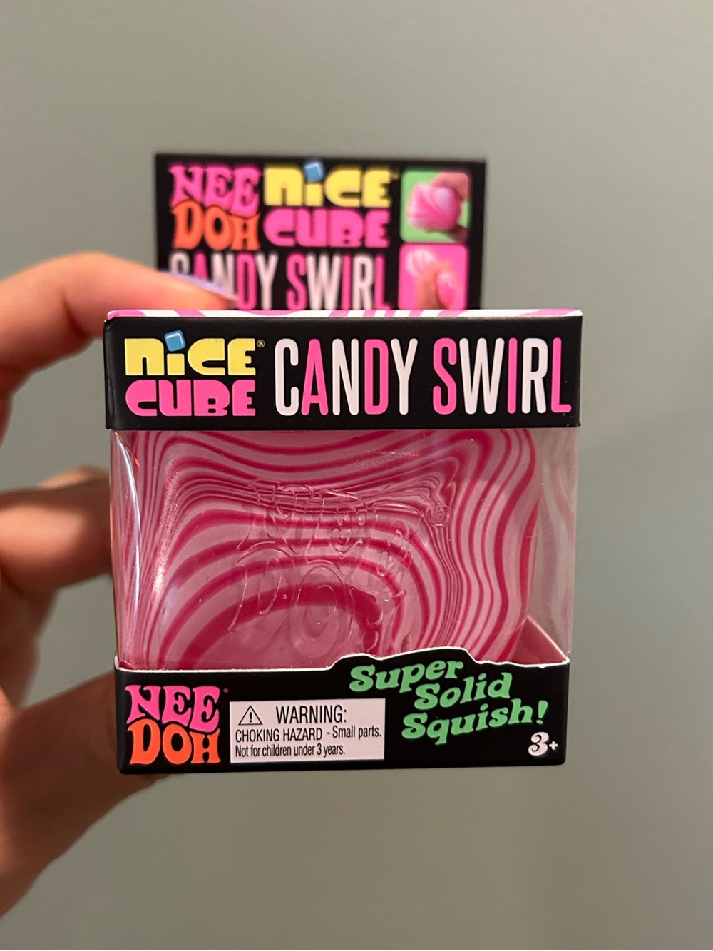 Needoh Nice Cube Candy Swirl Super Solid Squish - Pink/White